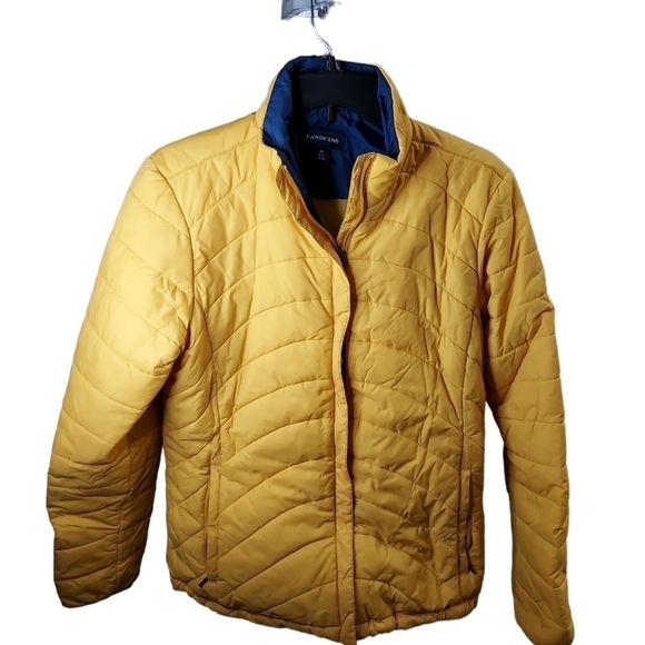 Lands end Med yellow women's puffer zip coat - Picture 4 of 11